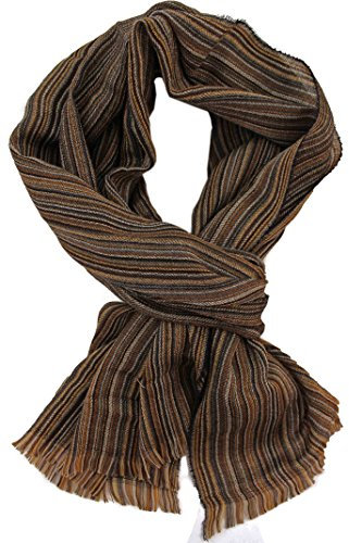 Rotfuchs Herrenschal Winter Streifen modisch mehrere farbe 100% Wolle (Merino) (180 x 60 cm, braun-bunt) R-14