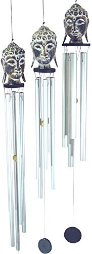 GURU SHOP Aluminium Klangspiel, Windspiel Buddha, Länge-Rohrdurchmesser: M-M, 65cm - 18mm, 65x11x11 cm, Windspiele & Klangspiele