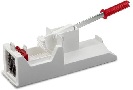 Rigamonti Tranciapatate Orizzonatale e Manuale. Ideale per affettare verdura e frutta a bastoncini. Griglia 9x9mm in Acciaio Inox. Lavabile in Lavastoviglie. Made in Italy.
