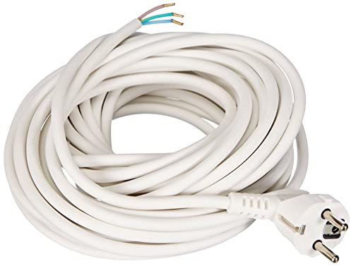 as - Schwabe Anschlussleitung 10 m H05VV-F 3G1,0 Verbindungskabel, Schutzkontaktwinkelstecker mit Leitung, Anschlusskabel 30 mm abgemantelt mit Aderendhülsen, Stromkabel 230V, 10A, IP20, Weiß, 70800