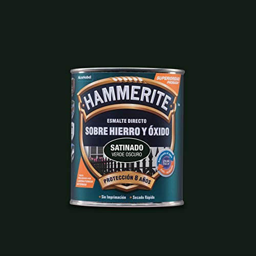 Vernis satiné antioxydant Direct au fer Hammerite Vert foncé 750 ml.