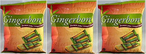 Gingerbon Permen Jahe (Dolci allo zenzero Mastica) - Originale, 125 grammi (3 confezioni)