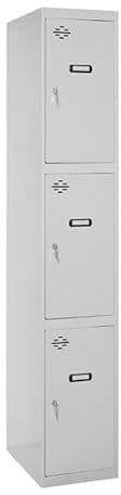 Simon Rack Taquillas Vestuario Metalicas, 3 Puerta, Incluye Llave, 1800x300x500 mm, Gris - Simonlocker