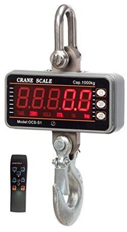 Toplionace 1000KG 2200LBS Digital Kranwaage, 1T Aluminium Hochleistungs Kompakt Hängewaage Smart Type LED-Anzeige