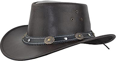 Black Jungle Reedley Lederhut - Klassischer Westernhut, Cowboyhut, Braun, L