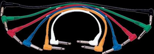Set von 6 Kabel Patch von Farben 30 cm Largo. Winkel-Klinkenstecker mono