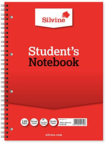 Silvine A4 Twin Wire Student's Notebook. 120 Pages Ruled Ruled 6mm Feint [Pack of 12], White