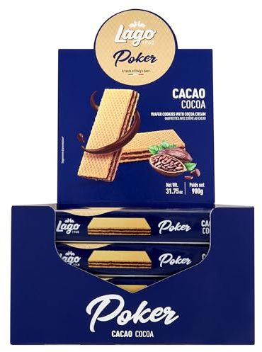 Lago Poker Cacao Cocoa Crème (20x45g) | Individual snack portions suited for hospitality welcome trays, office breakrooms, catering events and café services.