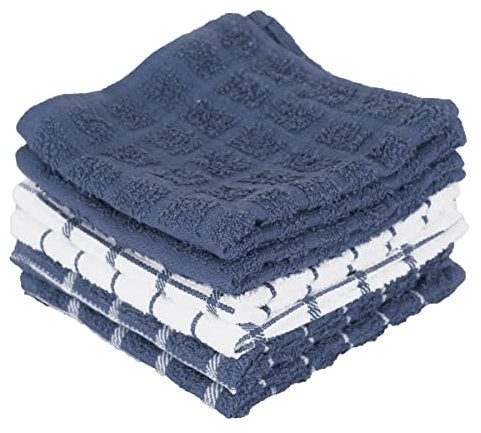 Ritz 100% algodón de Rizo, Juego de paños de Cocina Altamente absorbentes, 12 x 12 Pulgadas, Paquete de 6, Azul Federal