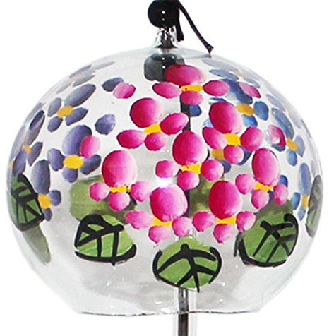 NIHON ICHIBAN Japanisches Glas Windspiel Hortensien Furin