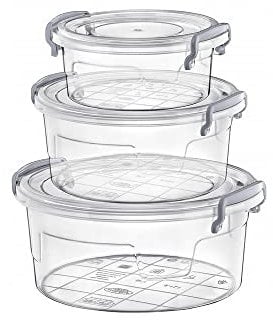 Hobby Life 021149 Frischhaltedose mit Deckel rund, 3er Set
