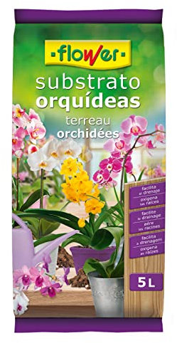 Flower Substrato Orquídeas, 5 l, Color Marrón