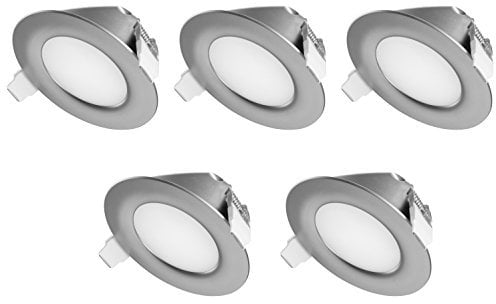 TEVEA PREMIUM LED Einbauleuchte - 230v - LED Einbaustrahler - helles, reines Licht - Deckenspot - Ultra Flach - IP44 - Energieklasse A+ - (5-er set) - Silber - Warmweiss