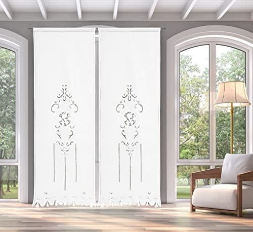 Zenoni & Colombi Paar Handgestickte Vorhänge Belle Epoque Made in Italy gemischter Flachs – Verschiedene Grössen