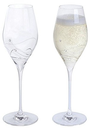 Dartington Crystal ST2557/12/P - Glitz Crystal Prosecco Glasses, Set of 2 , 19.5 x 9.2 x 31 cm