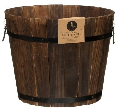 New Large Burntwood Barrel Planter by choicefullbargain