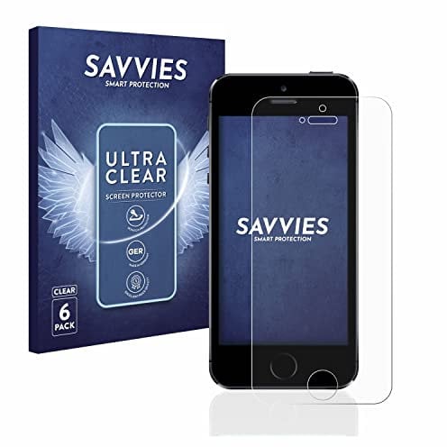 Savvies 6 Pack Screen Protector compatible with Apple iPhone 5 / 5S / 5C / SE 2016 Protection Film Clear