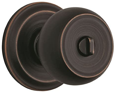BRINKS - Stafford Privacy Locking Door Knob Set Bedrooms Bathrooms, Tuscan Bronze - Easy Lockset Modern Indoor Decor Hands-Free Bedroom Bath Door Knob