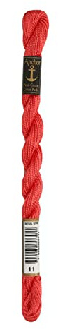 Anchor pearl thread, embroidery thread, Cotton, 00011 Lachsrot, lachsrot