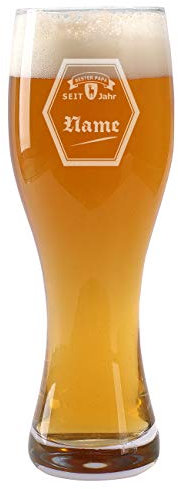 Leonardo Weizenglas Taverna 0,5l - Bester Papa - mit Gravur des Namens und Wunschjahr zum Vatertag oder Weihnachten
