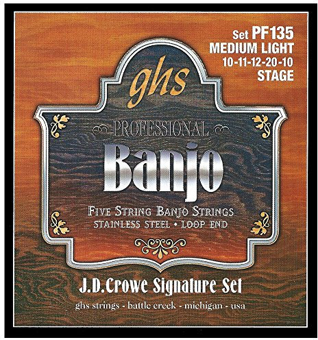 GHS J.D. Crowe Signature - PF135 - Banjo String Set, 5-String, Stainless Steel, Stage, .010-.020