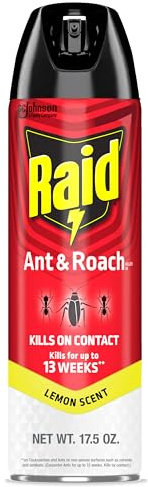 Raid Ant & Roach Killer Spray For Listed Bugs, Keeps Killing for Weeks, Lemon Scent, 17.5 oz