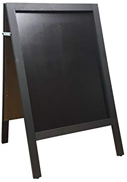 A BOARD - CHALKBOARD - BLACKBOARD - PAVEMENT BOARD - ALL BLACK - FOR USE WITH TRADITIONAL CHALK AND/OR LIQUID CHALK PENS. WEIGHT 10KGS HEIGHT 100cm x WIDTH 61cm. FREE DELIVERY TO UK MAINLAND.