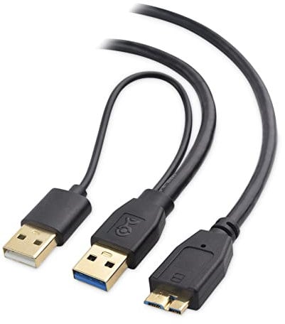 Cable Matters Micro USB 3.0 auf USB Splitterkabel (USB 3.0 Dual Power SuperSpeed Kabel, USB Power Y Kabel) 0,5 m