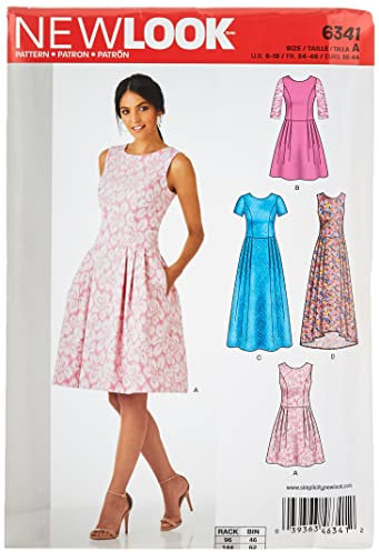 New Look Sewing Pattern 6341: Misses' Dress in Three Lengths, Size A, Paper, Multi-Coloured, A (6-8-10-12-14-16-18)