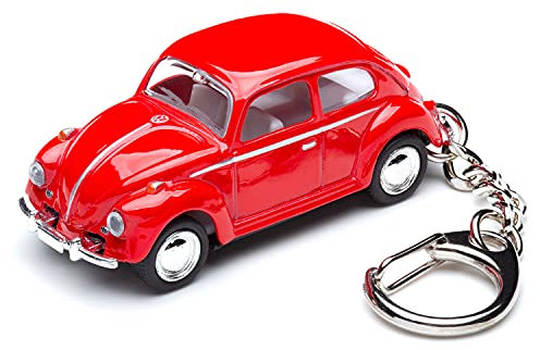 Schlüsselanhänger mit Modellauto kompatibel mit VW Käfer für alle Auto- und Oldtimerfans (rot) (20.7)