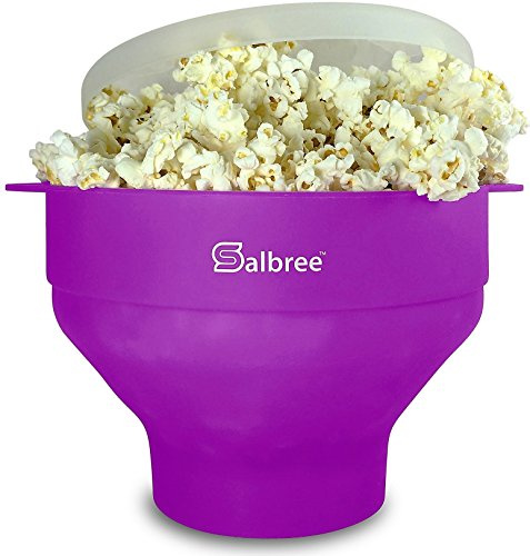 Salbree Microwave Popcorn Popper Maker Silicone Collapsible Bowl No Oil | Available in more colors than any competitor. Collapse flat for easy storage and requires no oil for light, healthy snacking