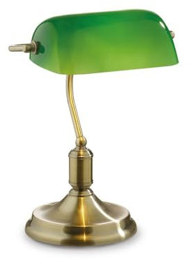 Ideal Lux Tischlampe Lawyer TL1 - Metall weiß matt, Glas mundgeblasen, Grün/Metall, 42 Watt, Vintage, Indoor