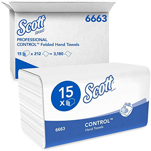 Scott® Control™ Papierhandtücher 6663, Einmal-Papierhandtücher mit Interfold-Faltung und M-Faltung, FSC-zertifiziert, für eine umweltbewusste Händehygiene, 15 Packungen x 212 Tücher (insg. 3.180)