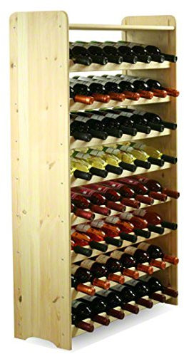 MODO24 Flaschenregal, Weinregal Holz für 56 Flaschen, Weinschrank, Weinständer, Getränkeregal, Weinflaschenhalter, Flaschen Organizer, Weinschrank, Abmessungen 113x73x25 cm, Farben: Naturholz