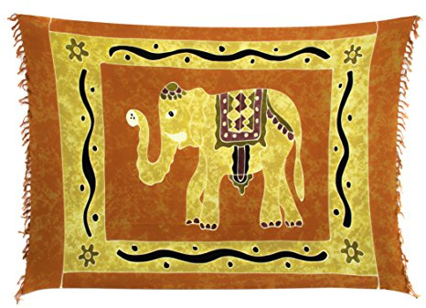 Ciffre Sarong Pareo Wickelrock Strandtuch Tuch Wickeltuch Handtuch Gratis Schnalle Schließe (Elefant Orange Beige Töne SHBO)