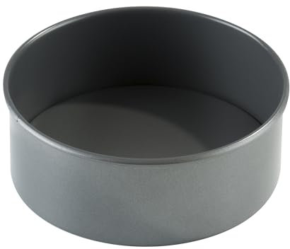 Prochef Non-Stick Teflon Deep Loose Base Cake Tin - 20cm/8inch - Premium Quality for Soft Spongecakes, Fruitcakes and Cheesecakes - Silver