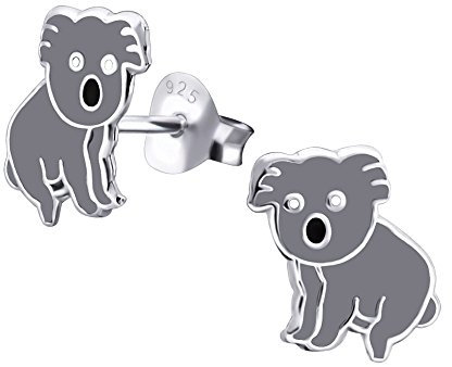 Laimons Mädchen Kids Kinder-Ohrstecker Ohrringe Kinderschmuck Koala Koalabär Tier grau aus Sterling Silber 925