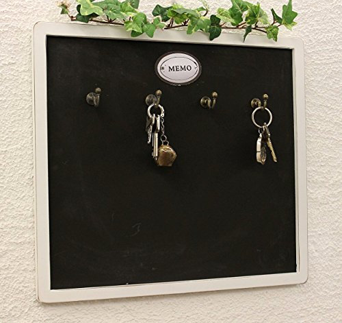 zeitzone Wandtafel MEMO mit Garderobenhaken Landhaus-Stil 40x36cm