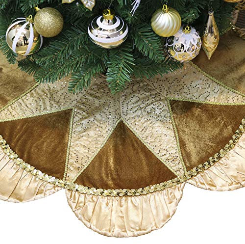 Waleri Madelyn 121,9 cm Luxury Collection Gold Perlen Baum Rock mit Rüschen Satin-Bordüre
