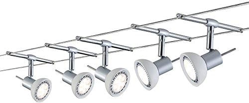 Paulmann Leuchten 94136 Seilsystem Sheela mit 5 Spots, Metall, GU5.3, chrom matt opal, 500 x 16 x 12 cm