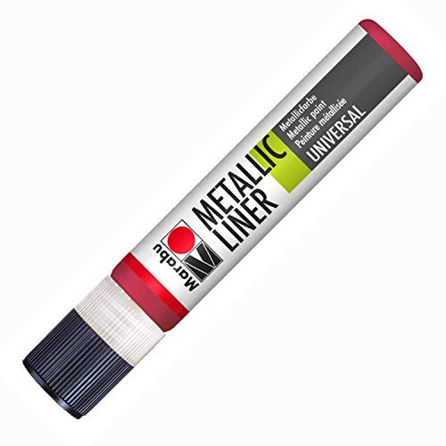 Marabu 18030009732 - Metallic Liner rot, Effektfarbe auf Wasserbasis, für schimmernde Metalliceffekte auf Stoff, Holz, Metall speichelecht, einfache Fixierung