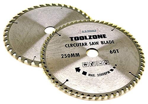 2pc 250mm TCT Circular Saw Blades 40 and 60 Teeth with Adapter Rings