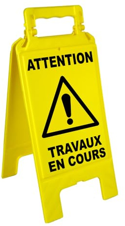 Novap - Chevalet ou panneau de signalisation - Designation.Attention travaux en cours - Coloris.Jaune -