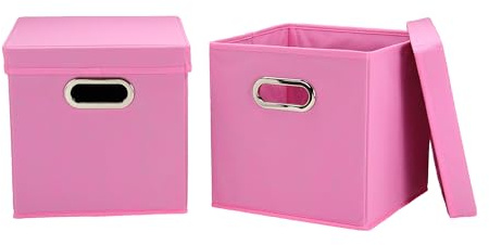 Household Essentials Cube Set with Lids, Pink, 2-Pack