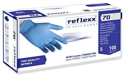 REFLEXX R70 / S Guanti senza nitrili in polvere, piccolo, blu chiaro, confezione da 100