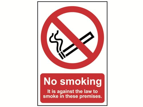 Scan SCA0567 Self adhesive PVC sign - No smoking It is against the law to smoke on these premises - 200 x 300mm