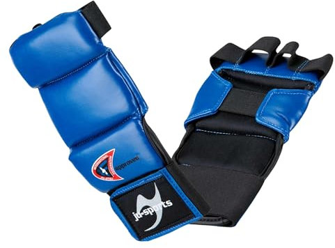 Ju-Sports Handschutz Ju Jutsu Section - blau, PU I Wettkampf Handschoner für Kampfsport mit Klettverschluss I Unterteilt in 3 Sektionen um Griff zu erleichtern I Größe M