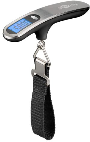 Goobay 71883 Digitale Kofferwaage Gepäckwaage mit heller LCD-Anzeige und Tara-Funktion für Gepäck bis 50kg, bequemer Handgriff liegt perfekt in der Hand, für Reisen / Familienleben geeignet, Silber