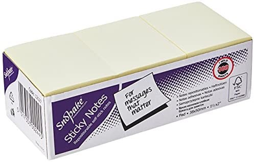 Snopake Haftnotizen (100 Blatt pro Block, 12 Stück) 51 x 38 mm (1.5 x 2 inches) gelb