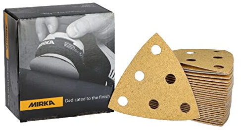 Mirka Gold Schleifdreieck Universal-Schleifpapier 93x93x93mm / 6-Loch/Korn P80, 50 Stk/Zum Schleifen von Gips, Spachtel, Spanplatten, Holz, Lack